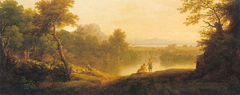 Lambert, George A Pastoral Landscape with Shepherds and their Flocks oil painting picture